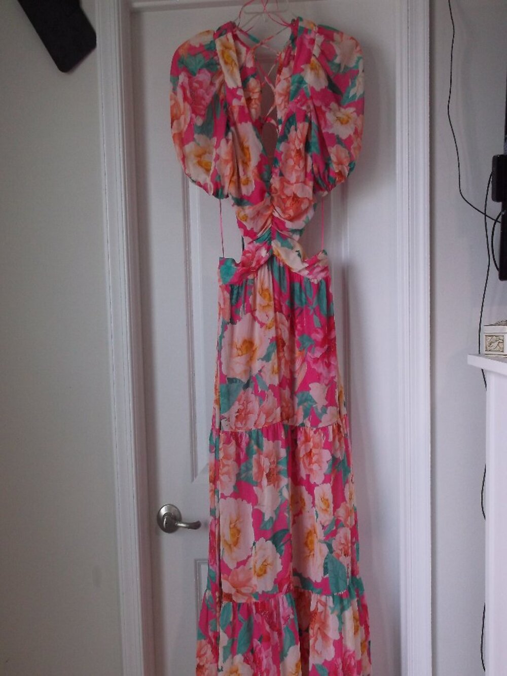 flower maxi dress with back cut out